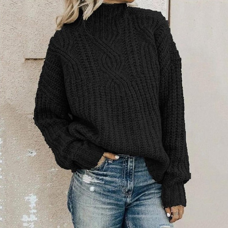 Damen - Zopfmuster Winterpullover - Weicher Stoff - Gemütlicher Stil - Perfekt für kalte Tage
