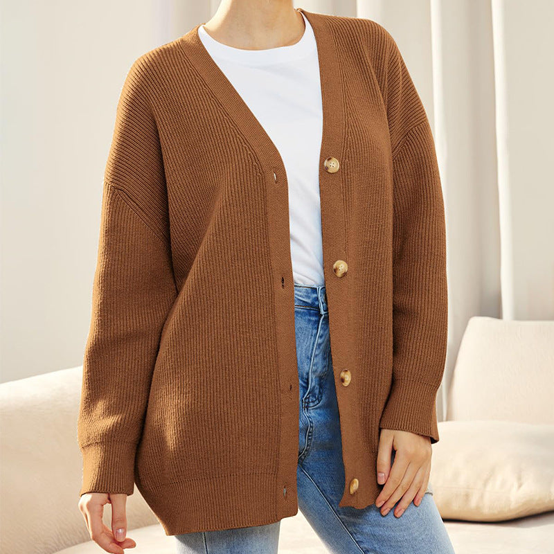 Damen - Gemütliche Strickjacke - Übergröße - Rippenstrick - Bequeme Mode für kalte Tage
