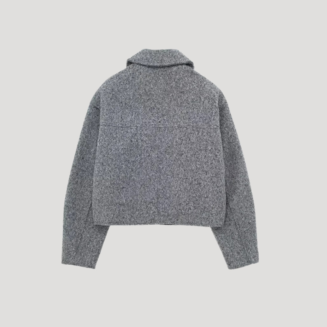 Damen - Strukturierte Kurzjacke - Wollmischung - Modischer Style für jeden Anlass