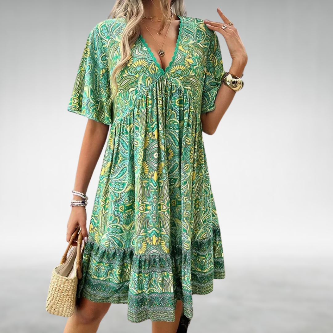 Damen - Boho Swing Kleid - Leichtgewichtiger Stoff - Ideal für den Sommer-Look