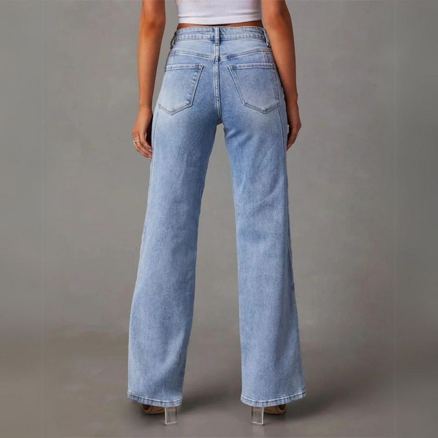 Damen - Jeans - Denim - Weit geschnittene - Hohe Taille für stilvollen Komfort - Perfekte Passform für jeden Anlass