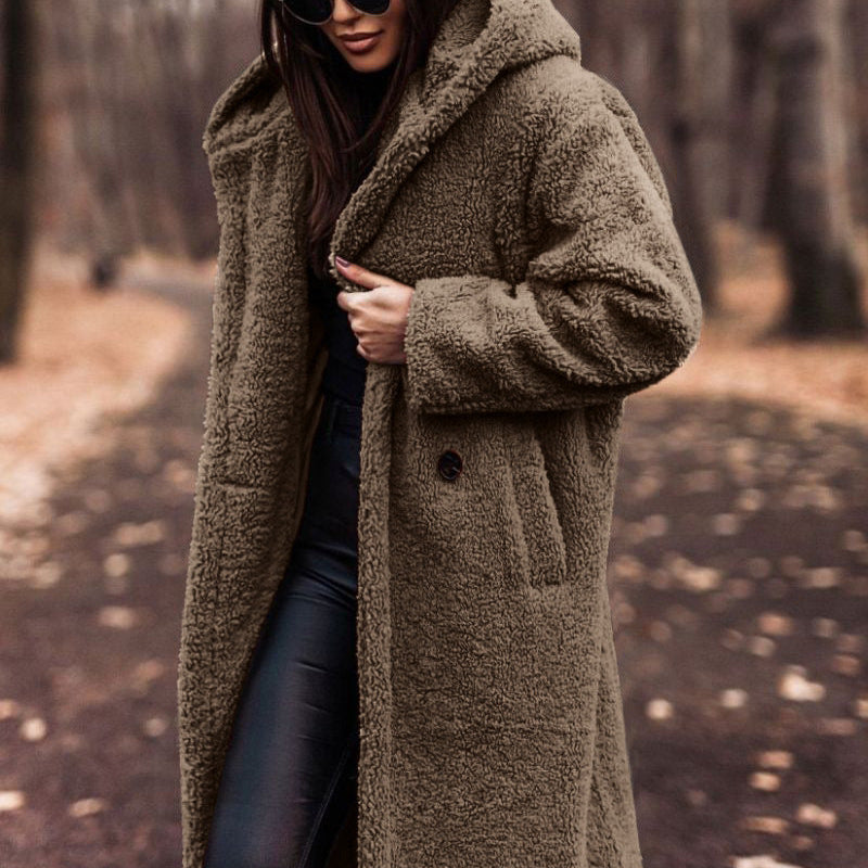 Damen - Langer Mantel mit Kapuze - Warmes, stilvolles Design für kalte Tage - Modischer Begleiter