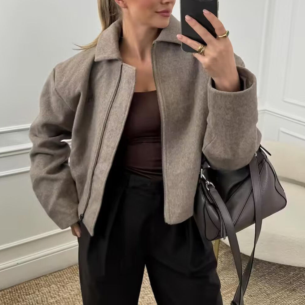 Damen - Sportliche Jacke - Hoher Kragen - Zip-up Style - Bequem und Vielseitig für Aktive