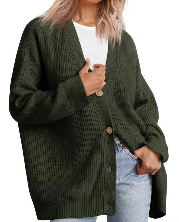 Damen - Gestreifte Strickjacke mit Knopfleiste - Weichem Strickstoff - Klassisches Design - Entspannte Passform