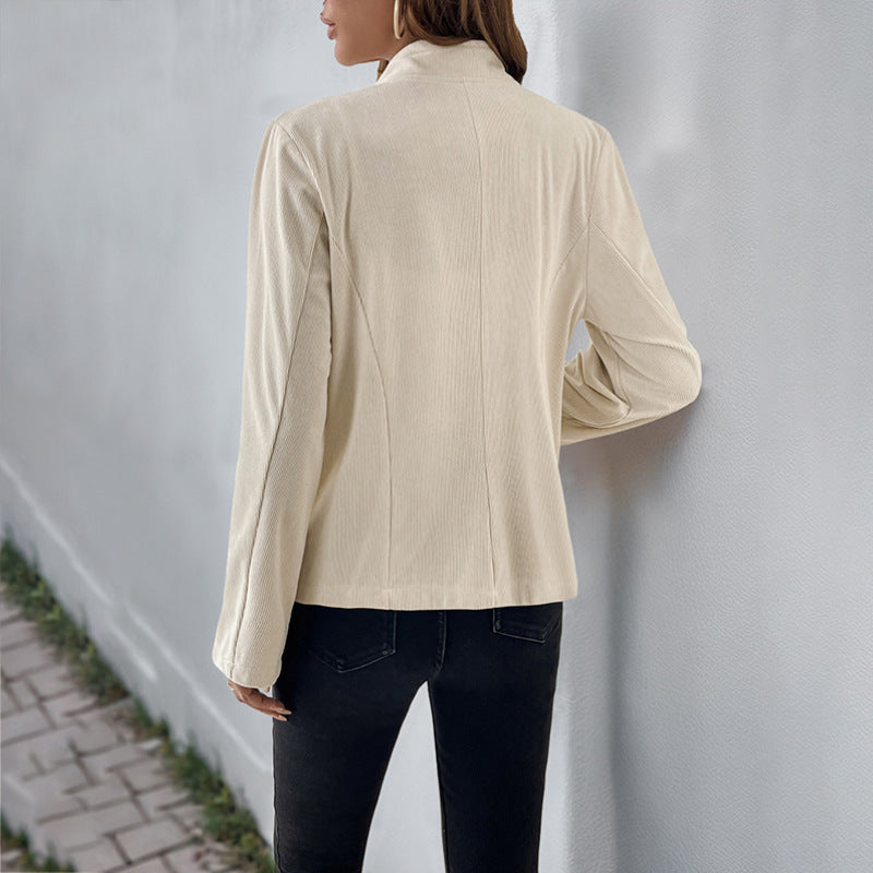 Damen - Elegante Stehkragen Jacke - Hochwertiger Stoff - Stilvolle Oberbekleidung für jeden Anlass