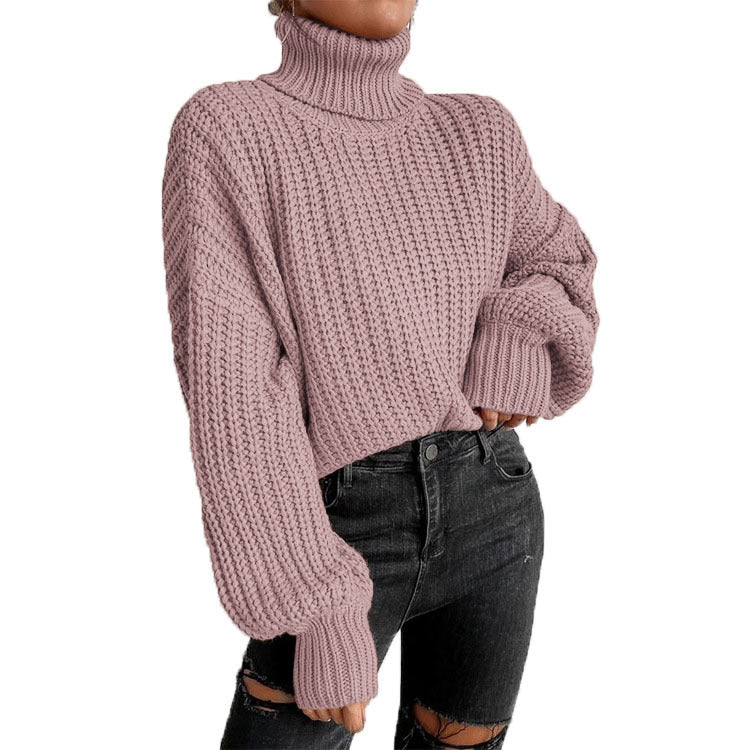 Damen - Strickpullover - Hochwertiger Strick - Hohem Kragen - Lässiger Stil für jeden Anlass