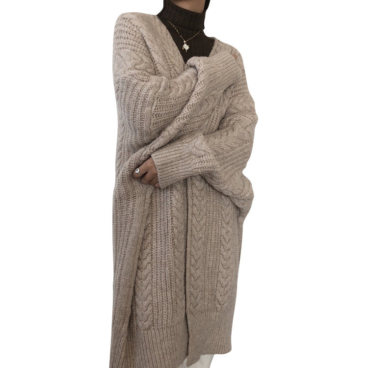 Damen - Übergroße Strickjacke - Grobes Strickmuster - Rautendesign - Modische Strickmode für kalte Tage