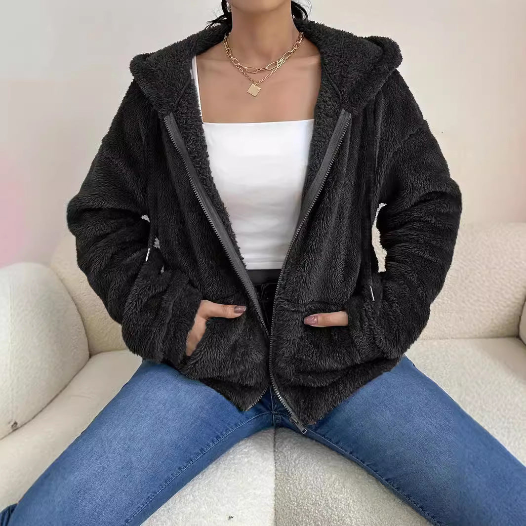Damen - Fleecejacke - Kuschelig mit Kapuze und Taschen - Komfortabel und Warm für jeden Anlass