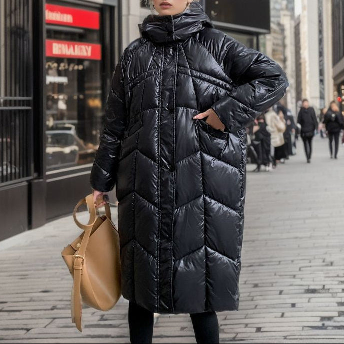 Damen - Lange isolierte Puffer Jacke - Entspannte Passform - Warm und Stilvoll - Perfekt für kalte Tage