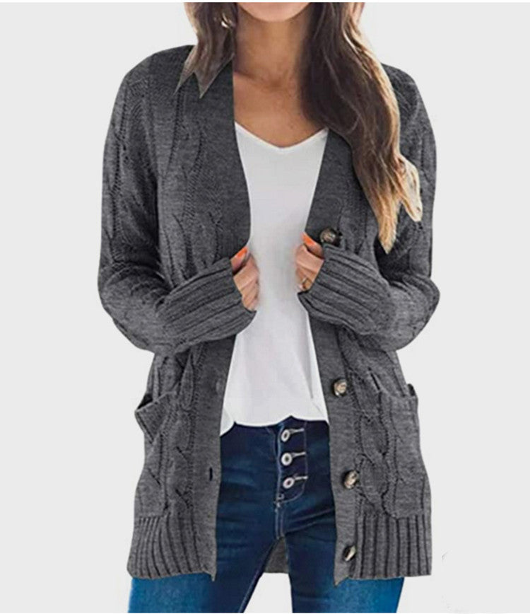 Damen - Strickjacke mit Zopfmuster - Taschen - Modischer stil für jeden Anlass