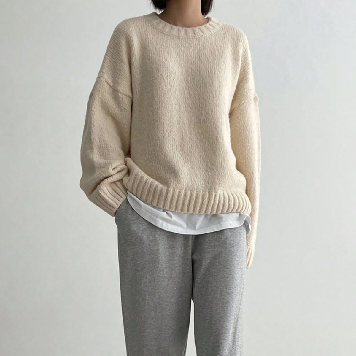 Damen - Oversized Strickpullover - Rundhalsausschnitt - Bequemer und modischer Look für jeden Anlass