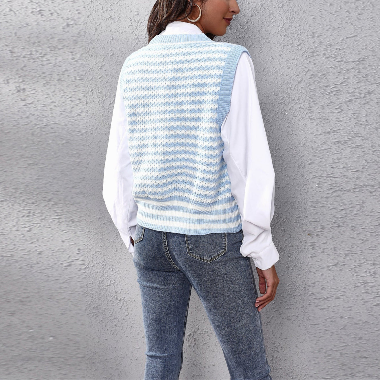 Damen - Strickweste - Baumwollmischung - Zickzack Design - Modische, Bequeme Strickjacke für jeden Anlass