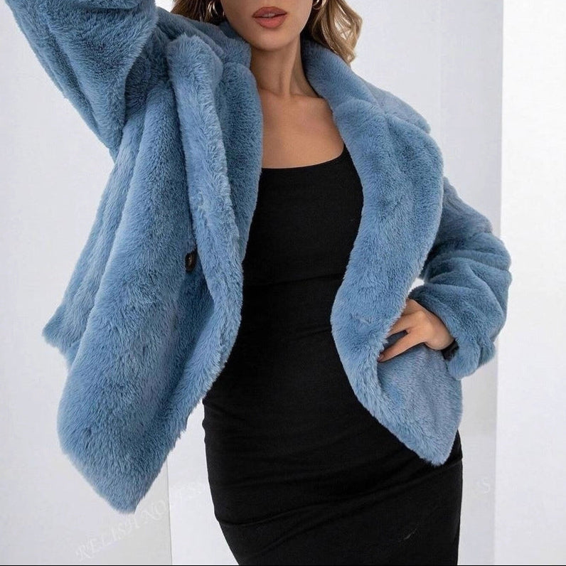 Damen - Trendy Teddy Jacke - Weiches Material - Stilvolle Lagenlooks - Must-Have für den Herbst