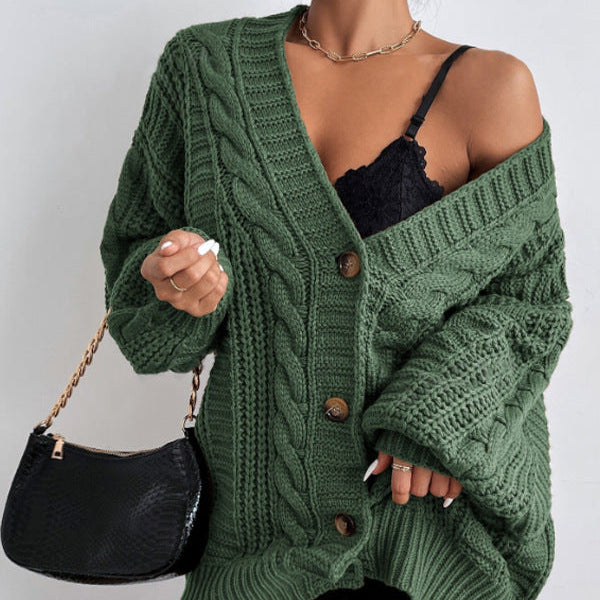 Damen - Strickjacke - Zopfmuster - Bequeme Strickwaren für jeden Anlass - Gemütlicher Style