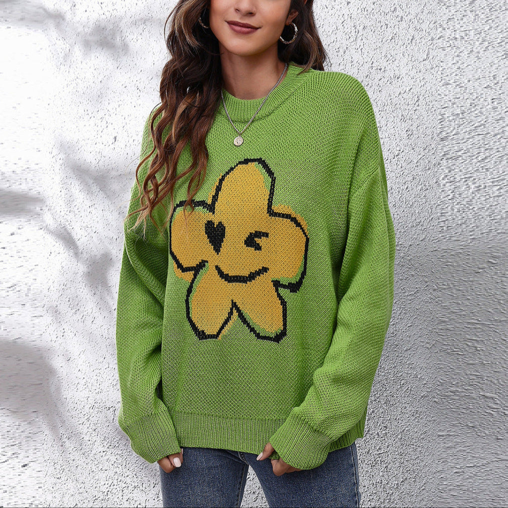 Damen - Strickpullover - Baumwollmischung - Florales Design - Bequemer, stylischer Pullover für jeden Anlass