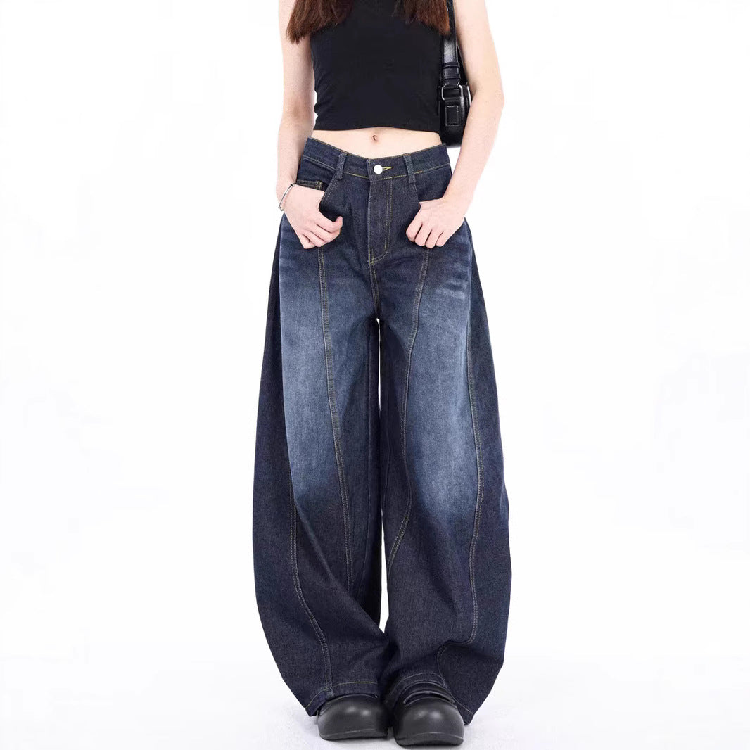 Damen - Weit geschnittene Denim Hose - Hohe Taille - Trendige Jeans für jeden Anlass