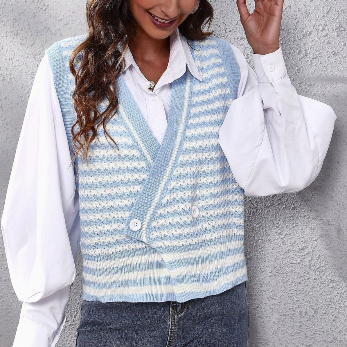 Damen - Strickweste - Baumwollmischung - Zickzack Design - Modische, Bequeme Strickjacke für jeden Anlass