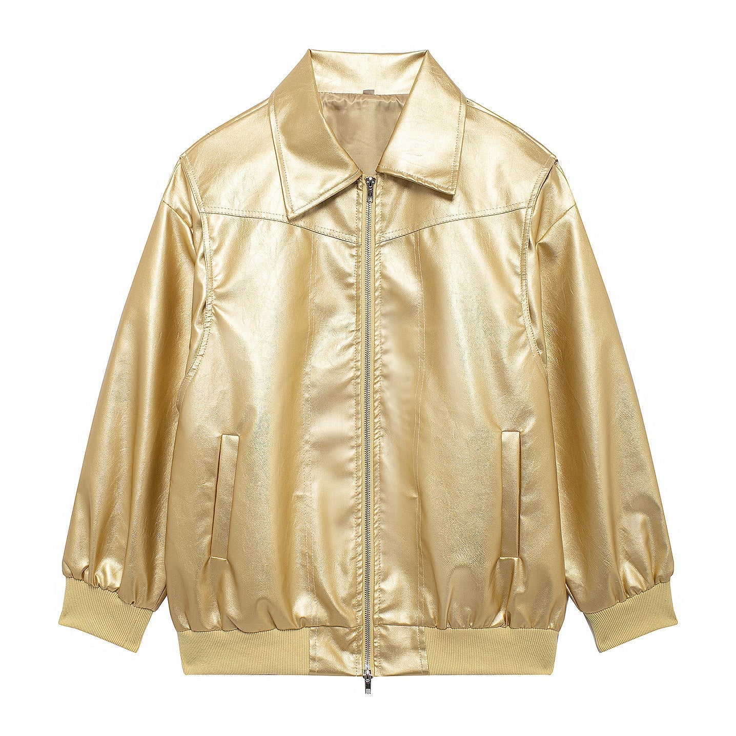 Damen - Kunstlederjacke - Elastischen Manschetten - Modische und bequeme Jacke für jeden Anlass