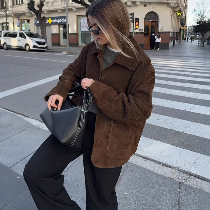 Damen - Teddyjacke - Übergröße - Knopfverschluss - Bequeme und stylische Winterjacke