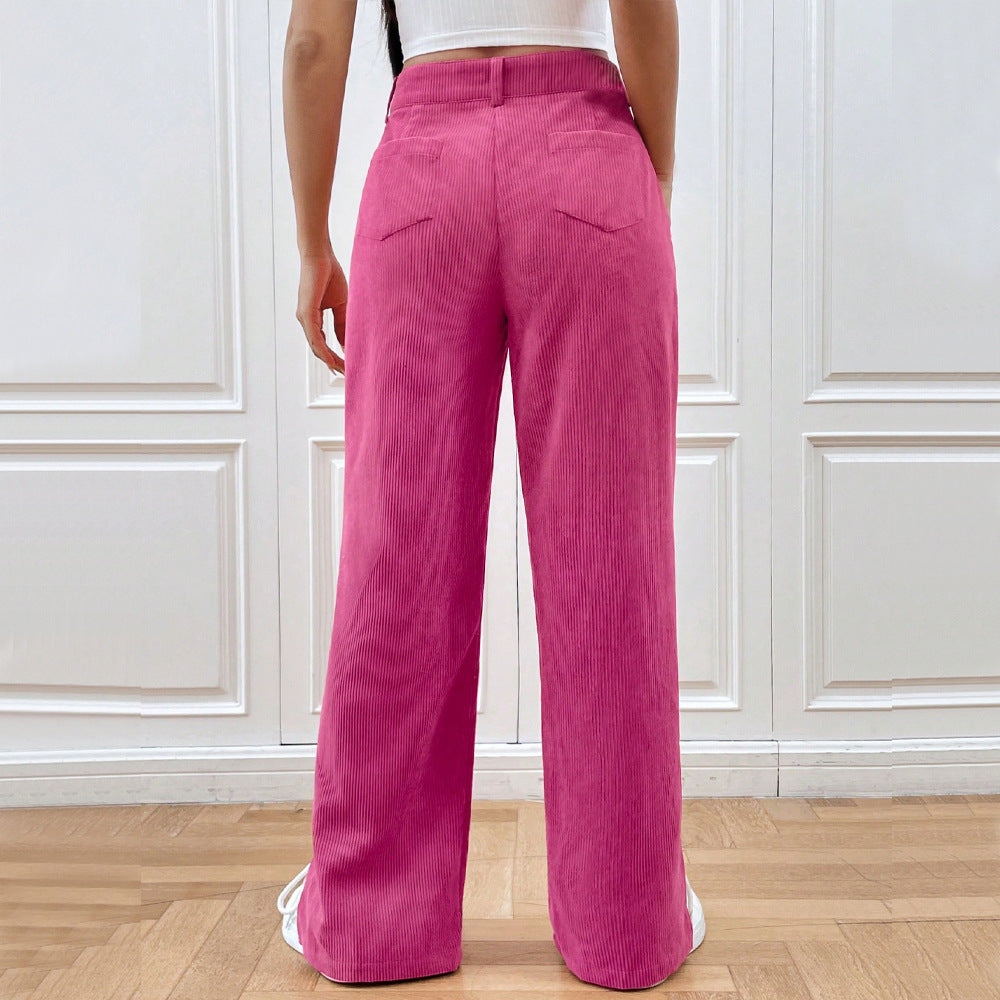 Damen - Trendige Cordhose - Weites Bein - Bequem und Stylisch - Perfekt für Alltag und Freizeit