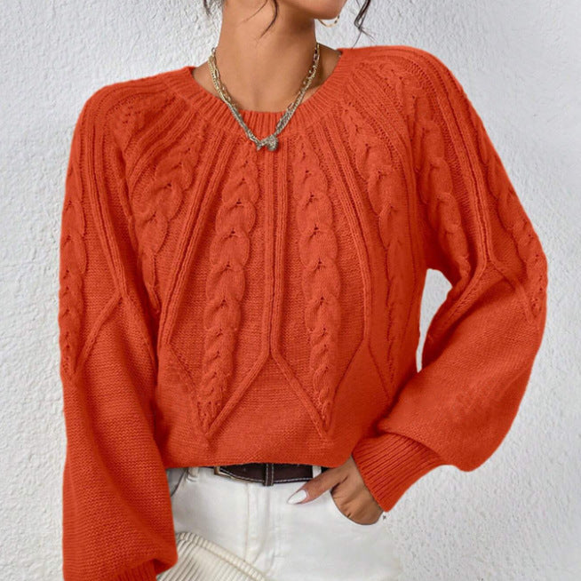 Damen - Strickpullover - Zopfmuster - Weit geschnitten