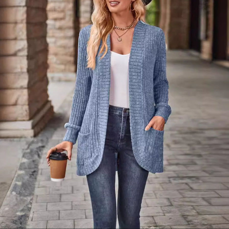 Damen - Strickjacke - Langen Ärmeln - Weicher Strick für Komfort und Stil