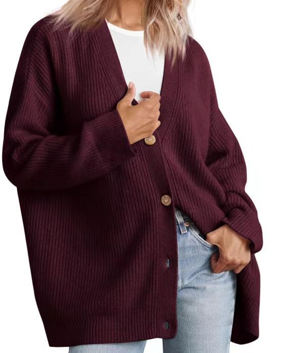Damen - Gestreifte Strickjacke mit Knopfleiste - Weichem Strickstoff - Klassisches Design - Entspannte Passform