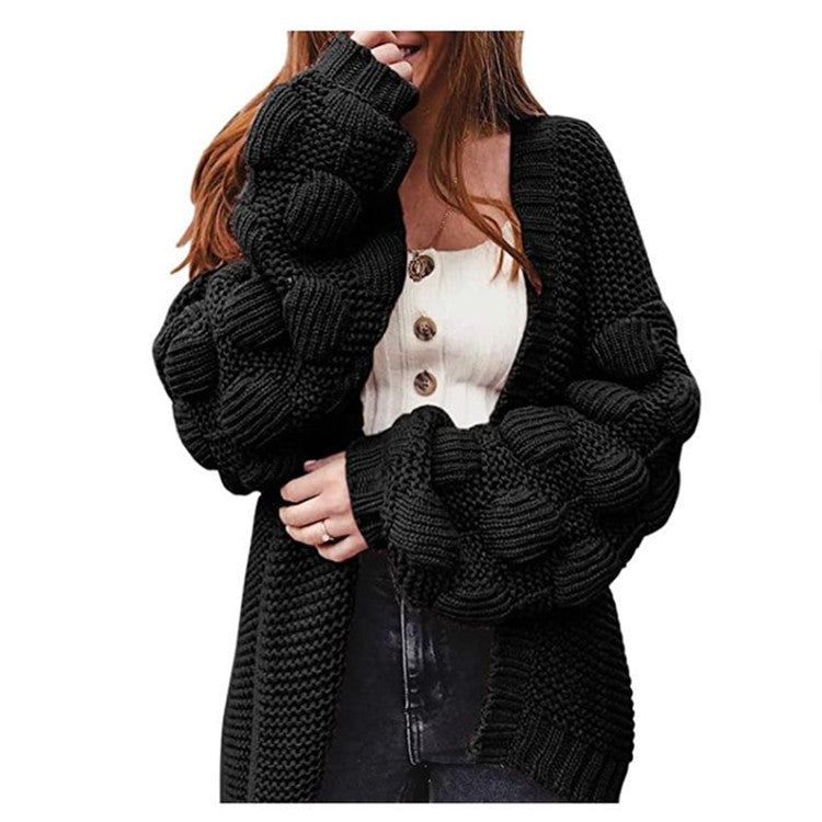 Damen - Strickjacke - Stylische voluminöse Ärmel - Modischer Begleiter für jede Jahreszeit