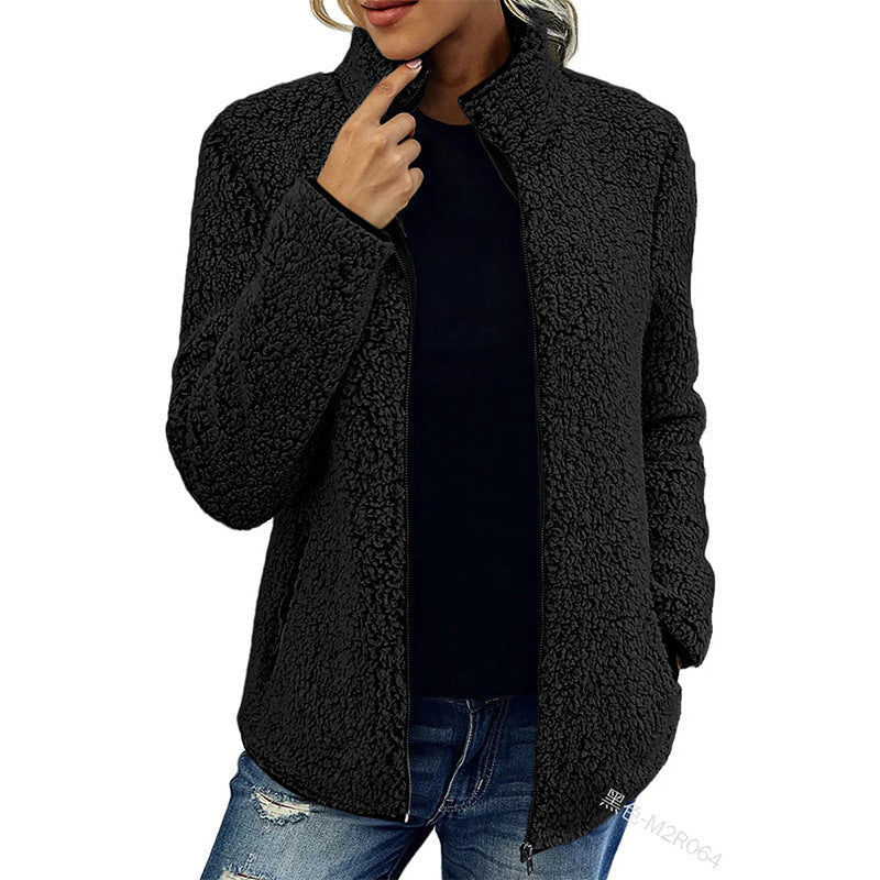 Damen - Flauschige Fleecejacke - Hoher Kragen - Weich und Warm - Perfekt für die kühlen Tage