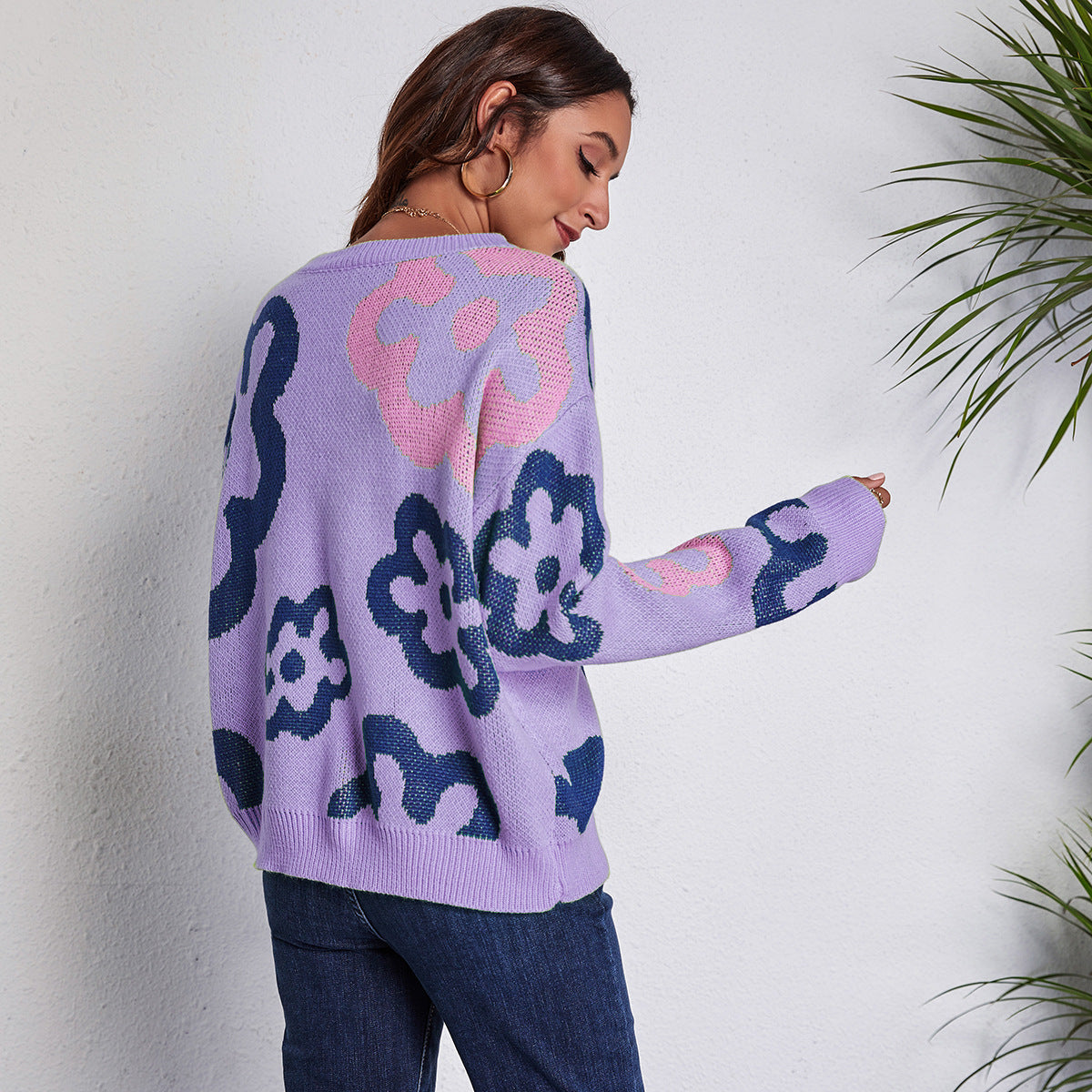 Damen - Sweatshirt - Baumwollmaterial - Florales Muster - Bequemes Design für jeden Tag