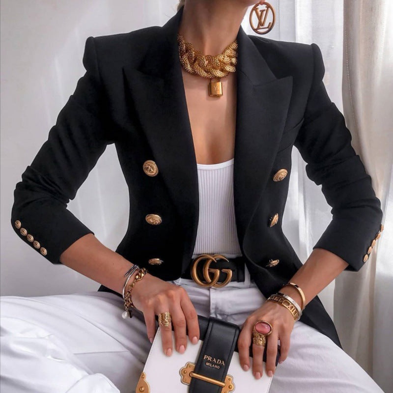Damen - Eleganter Blazer - Doppelten Knöpfen - Stilvoller Look für jeden Anlass