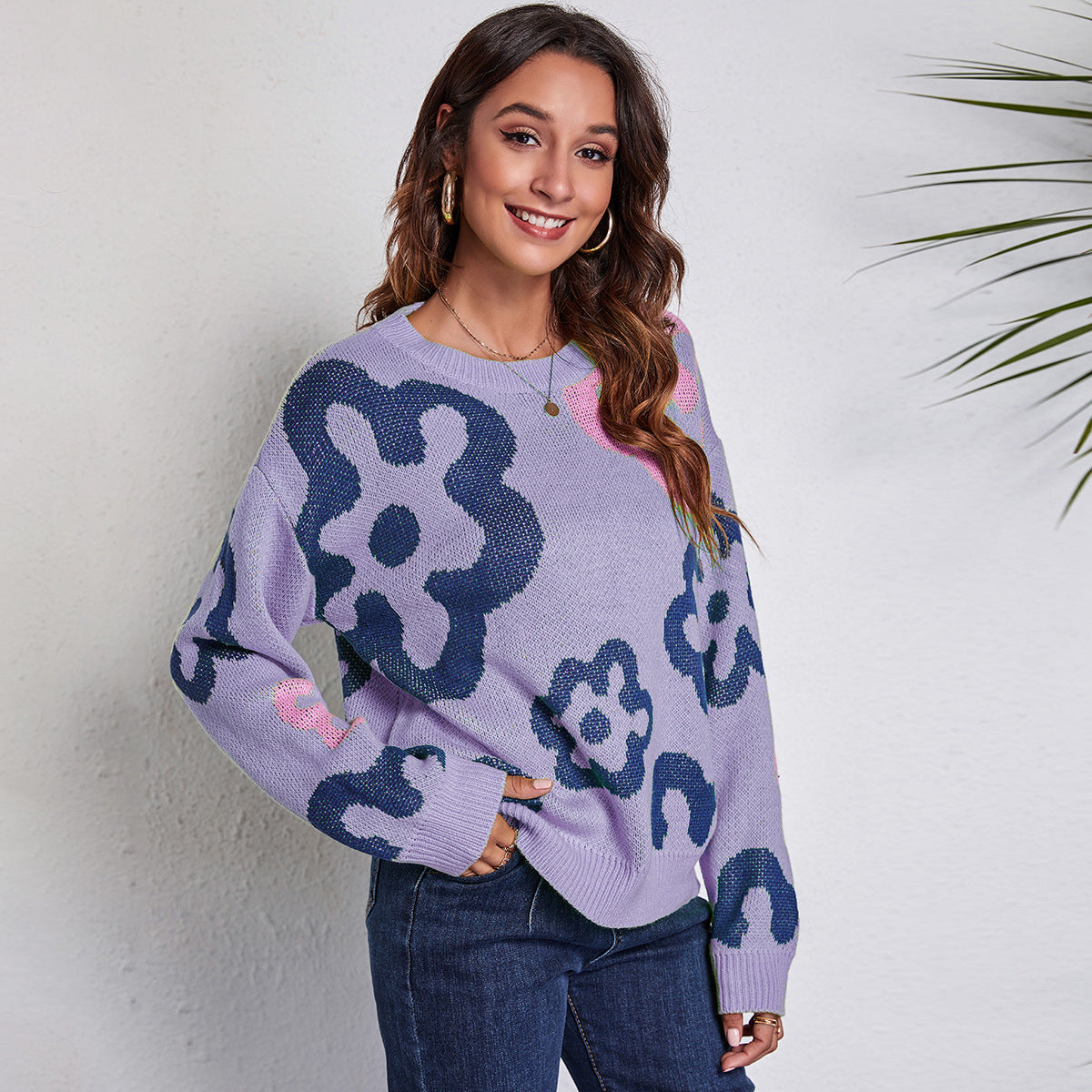 Damen - Sweatshirt - Baumwollmaterial - Florales Muster - Bequemes Design für jeden Tag