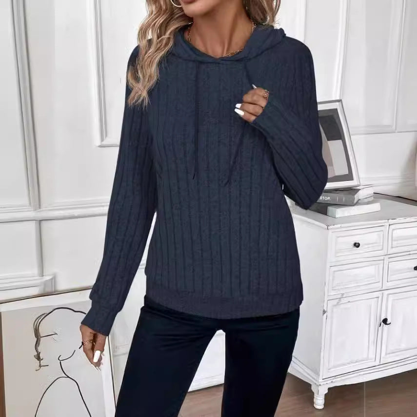 Damen - Fleece Kapuzenpullover - Kuscheliges Rippendesign - Bequeme Eleganz für jeden Anlass