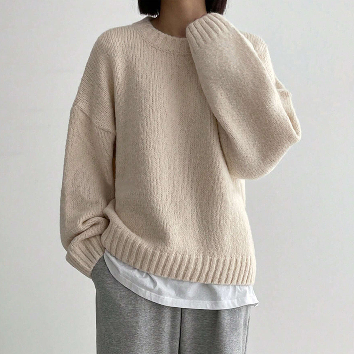 Damen - Oversized Strickpullover - Rundhalsausschnitt - Bequemer und modischer Look für jeden Anlass