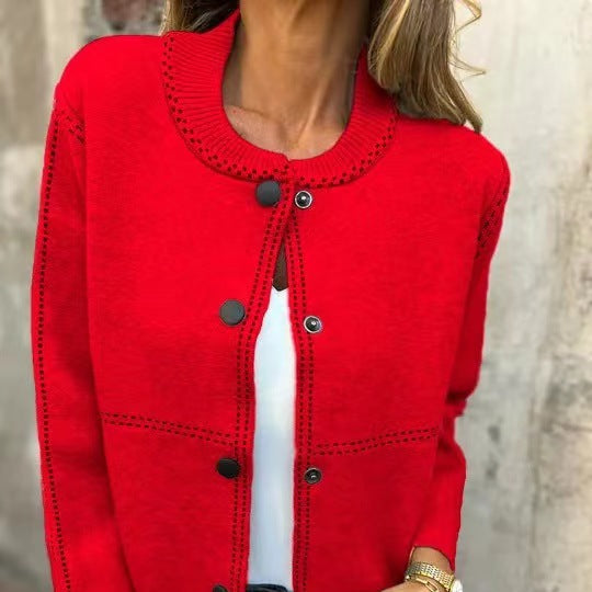 Damen - Elegante Strickjacke - Knopfleiste - Ausschnitt Details