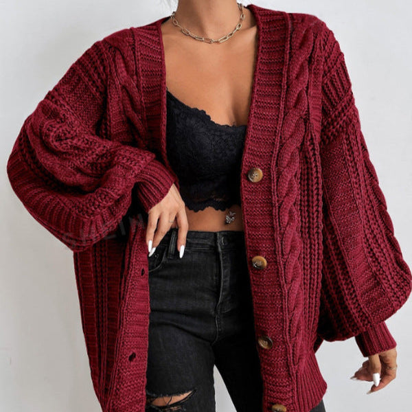 Damen - Strickjacke - Zopfmuster - Bequeme Strickwaren für jeden Anlass - Gemütlicher Style