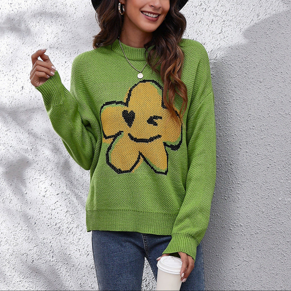 Damen - Strickpullover - Baumwollmischung - Florales Design - Bequemer, stylischer Pullover für jeden Anlass