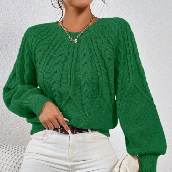 Damen - Strickpullover - Zopfmuster - Weit geschnitten