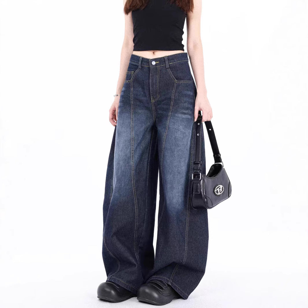 Damen - Weit geschnittene Denim Hose - Hohe Taille - Trendige Jeans für jeden Anlass