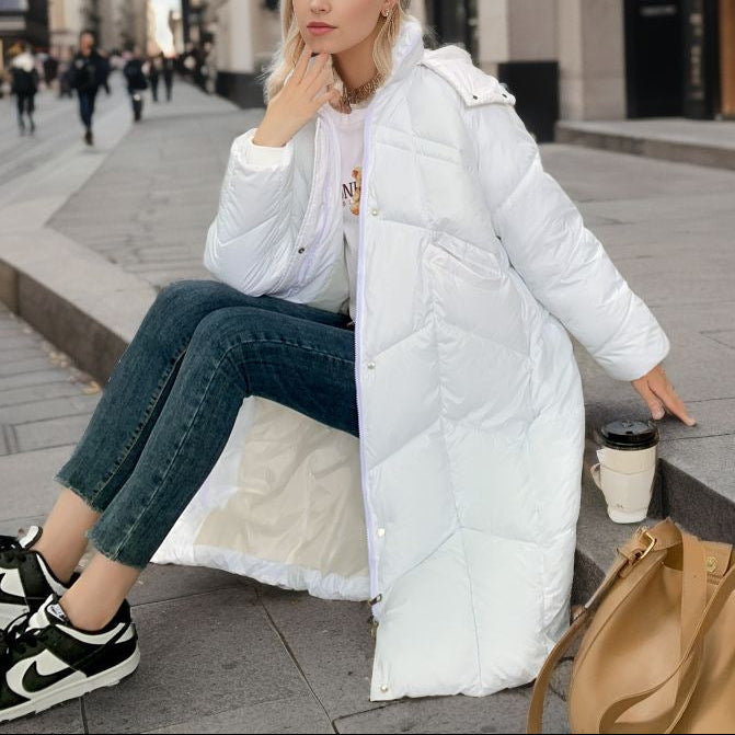 Damen - Lange isolierte Puffer Jacke - Entspannte Passform - Warm und Stilvoll - Perfekt für kalte Tage