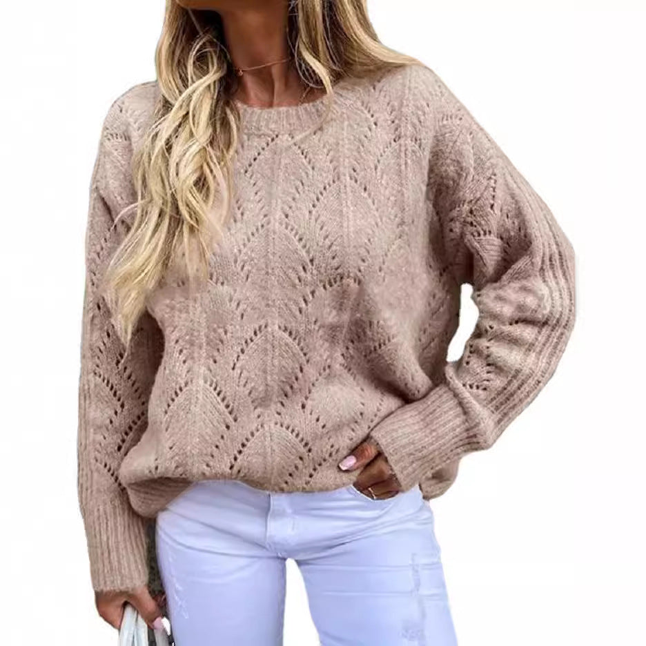Damen - Strickpullover - Feines Spitzenmuster - Eleganter Pullover für stilbewusste Frauen