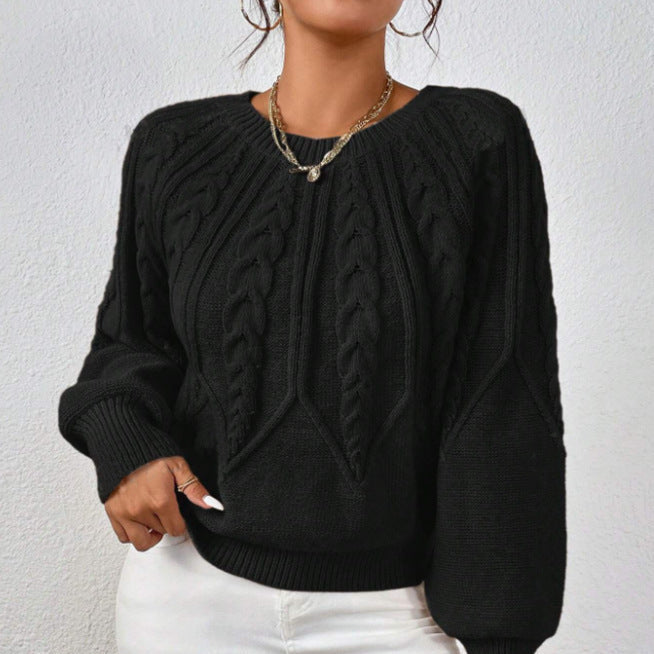 Damen - Strickpullover - Zopfmuster - Weit geschnitten