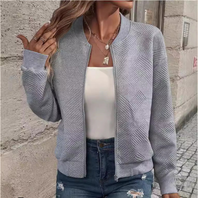 Damen - Strukturierte Bomberjacke - Lässiger Stil - Stylische Freizeitjacke für jeden Anlass