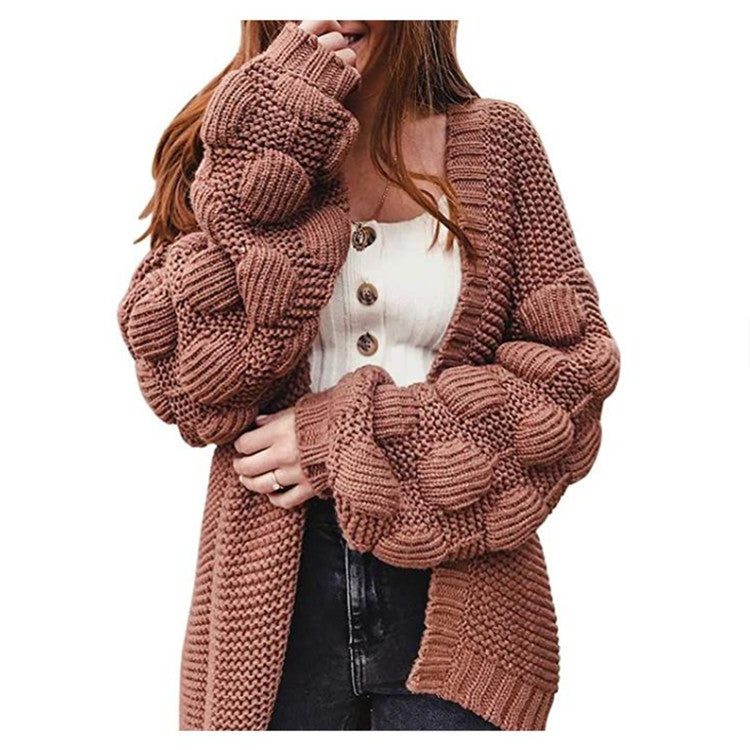 Damen - Strickjacke - Stylische voluminöse Ärmel - Modischer Begleiter für jede Jahreszeit
