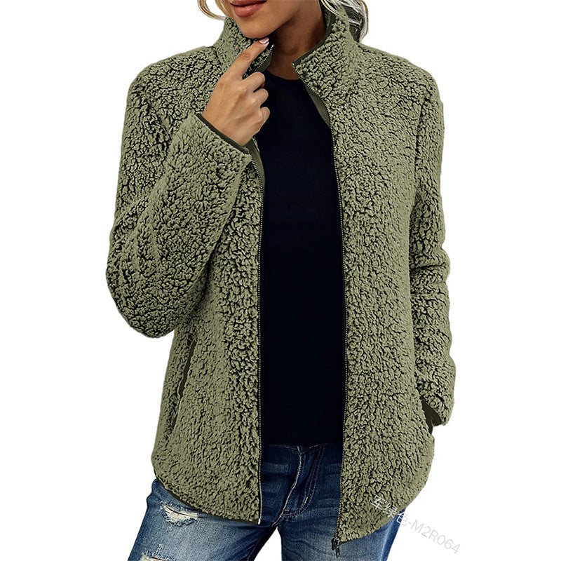 Damen - Flauschige Fleecejacke - Hoher Kragen - Weich und Warm - Perfekt für die kühlen Tage