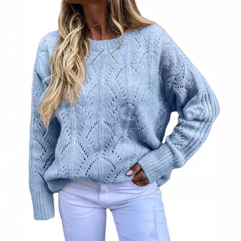 Damen - Strickpullover - Feines Spitzenmuster - Eleganter Pullover für stilbewusste Frauen