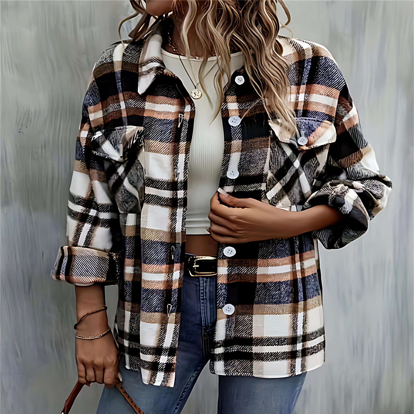 Damen - Karierte Hemdjacke - Bequemer Casual Stil - Trendy Mode für jeden Anlass