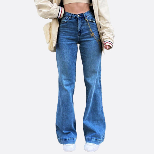 Damen - Ausgestellte Denim Jeans - Mittlere Taille - Trendy, Bequem und Vielseitig für Jeden Anlass