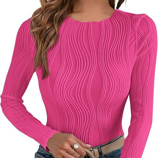 Damen - Langärmeliges Top - Wellenmuster - Stilvolles Design für jeden Anlass - Trendy Mode