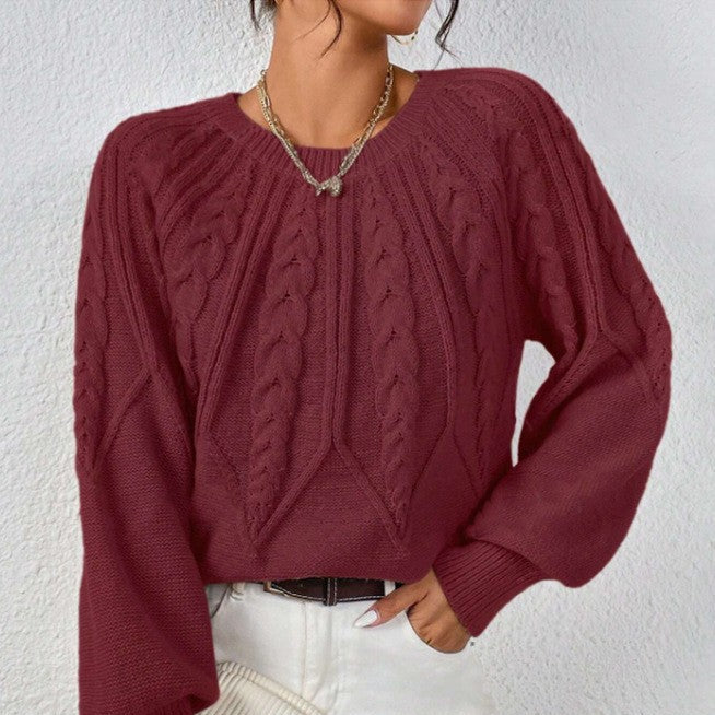 Damen - Strickpullover - Zopfmuster - Weit geschnitten